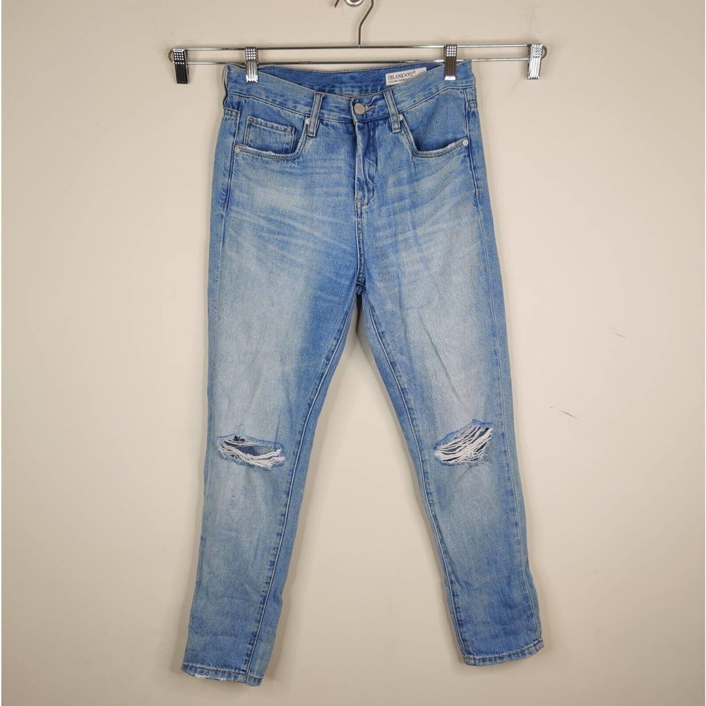 BLANK NYC Jeans High Rise Tapered Leg Distressed